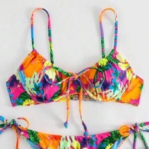 Colorful Floral Bikini Top